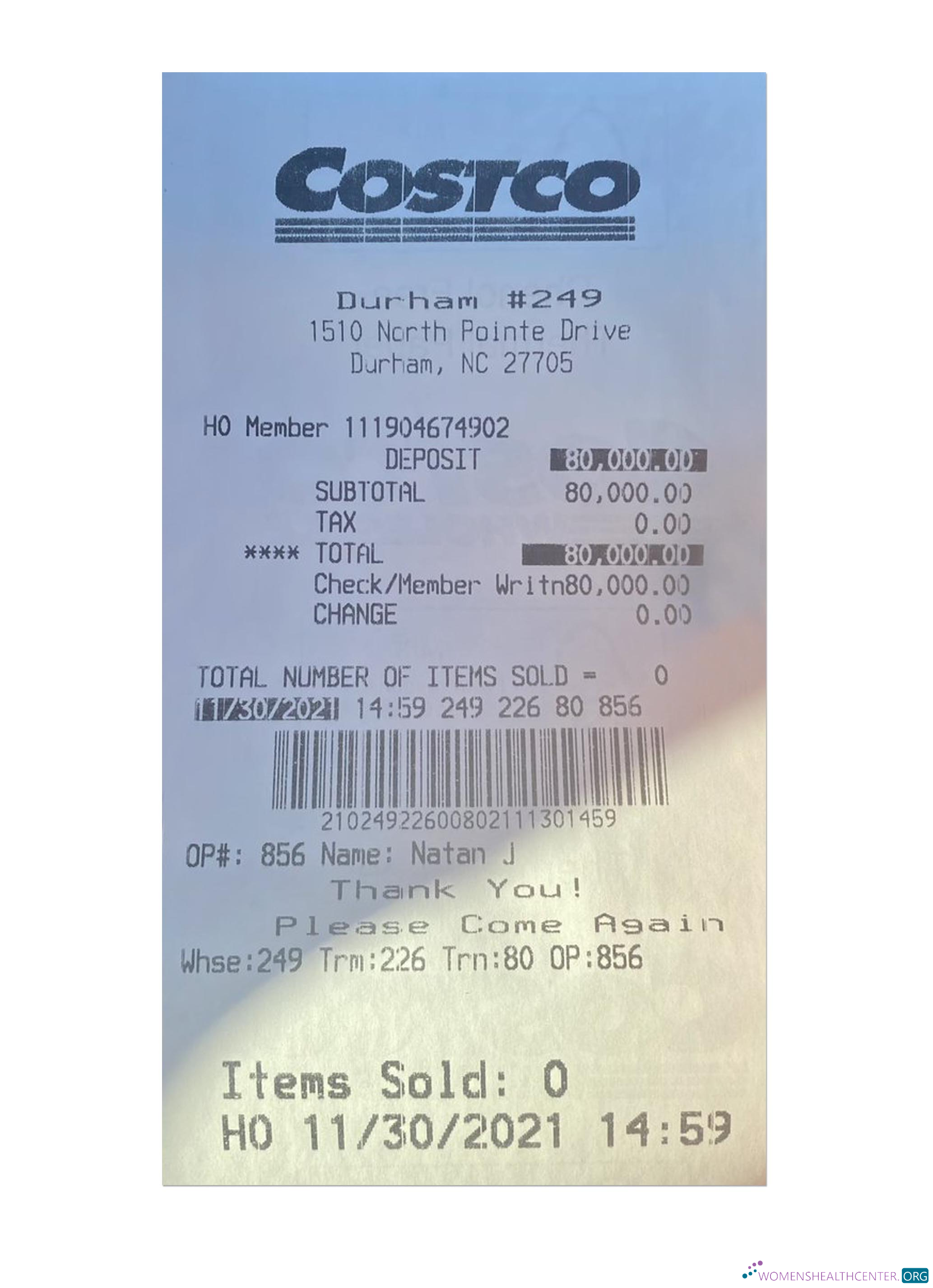 Download COSTCO payment receipt Photoshop template